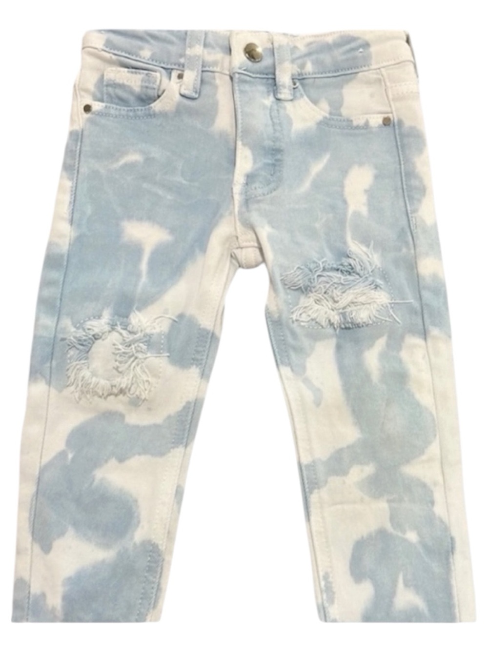 DNA Couture Tie Dye Jeans 2T Girls Distressed Stretch Denim Blue White